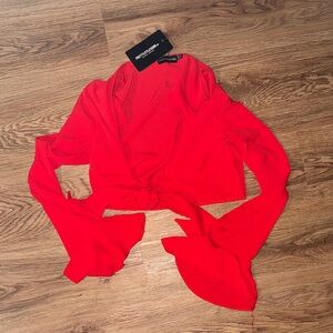 PrettyLittleThing Scarlet Tie-Front Blouse